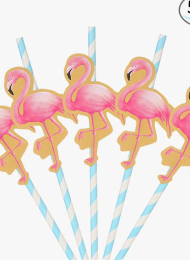 NIBEMINENT 50-Piece Flamingo Pattern Decorative Drinking Straw Set 20centimeter - Image 2