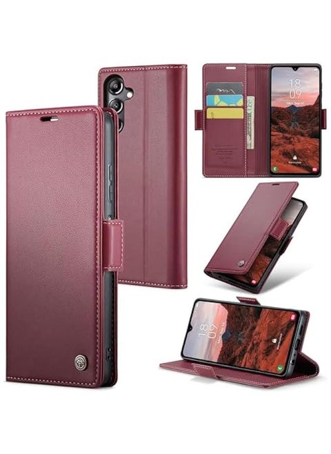 Slim Magnetic Flip Case with Card Holder for Samsung Galaxy A05S - RFID Blocking Wallet Cover - Durable Shockproof Anti-Scratch Protection for Galaxy A05S Phone