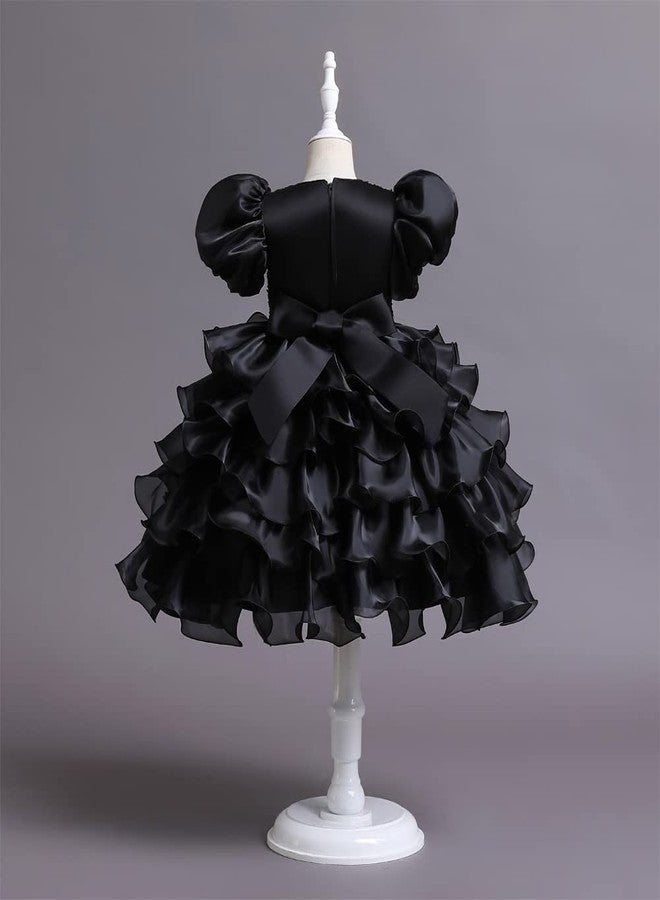 DreamHigh Little Girls Sequined Party Ball Dress Big Bow Headband Special Party Prom Dress, Black, 9-10 Years - Image 4