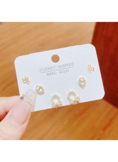 New Butterfly Stud Earrings Suit Silver Pin Earrings Simple One Wednesday To South Korea High-grade Sterling Silver Earrings For Women