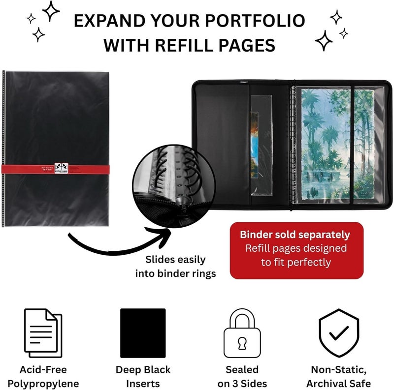 Stein Design Picturesque Artist Presentation Case Refill Pages - 24" x 36" - 5 Pack Acid-Free Polypropylene Sleeves 80 lb. Professional Archival Artwork Storage - Portfolio Sold Separately - Image 2
