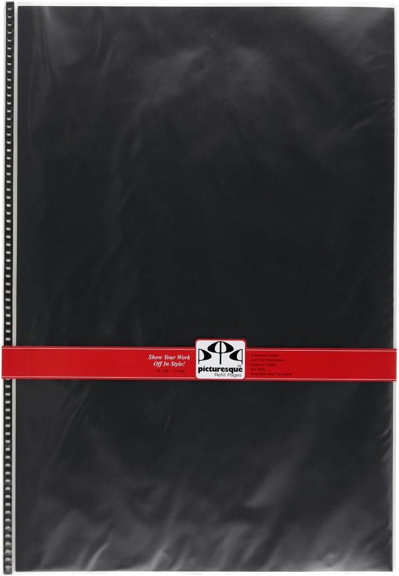Stein Design Picturesque Artist Presentation Case Refill Pages - 24" x 36" - 5 Pack Acid-Free Polypropylene Sleeves 80 lb. Professional Archival Artwork Storage - Portfolio Sold Separately - Image 1