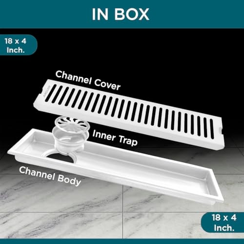 ARQUIN ARQUIN Bathroom Floor Drainer 18x4 Inch Shower Drain Channel 304 Grade Stainless Steel Bathroom Floor Drainer | Shower Water Drain Channel for Bathroom with Cockroach Trap (1mm Thickness) - Image 4