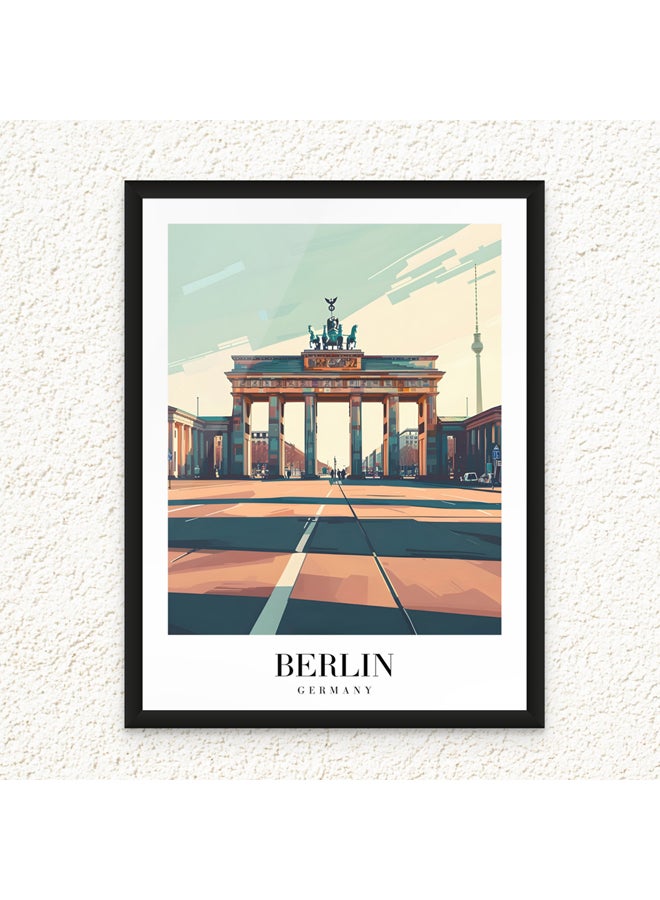 Art Decor Art Decor Framed Fine Art Portrait Print of Berlin Wall Brandenburg Gate Travel Poster Wall Décor for Home Living Room Bedroom Office Hotel Studio - Image 1