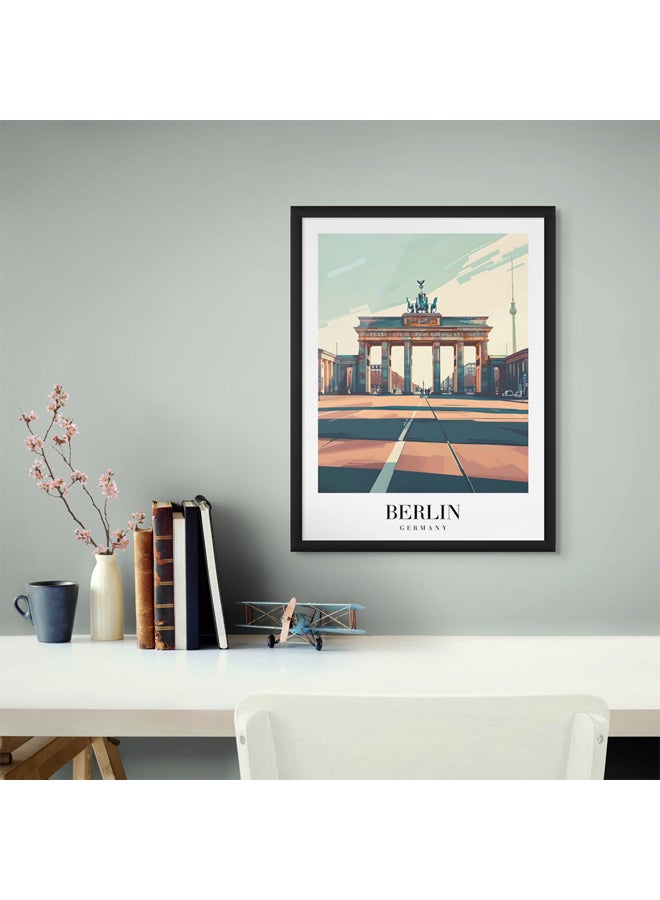 Art Decor Art Decor Framed Fine Art Portrait Print of Berlin Wall Brandenburg Gate Travel Poster Wall Décor for Home Living Room Bedroom Office Hotel Studio - Image 2