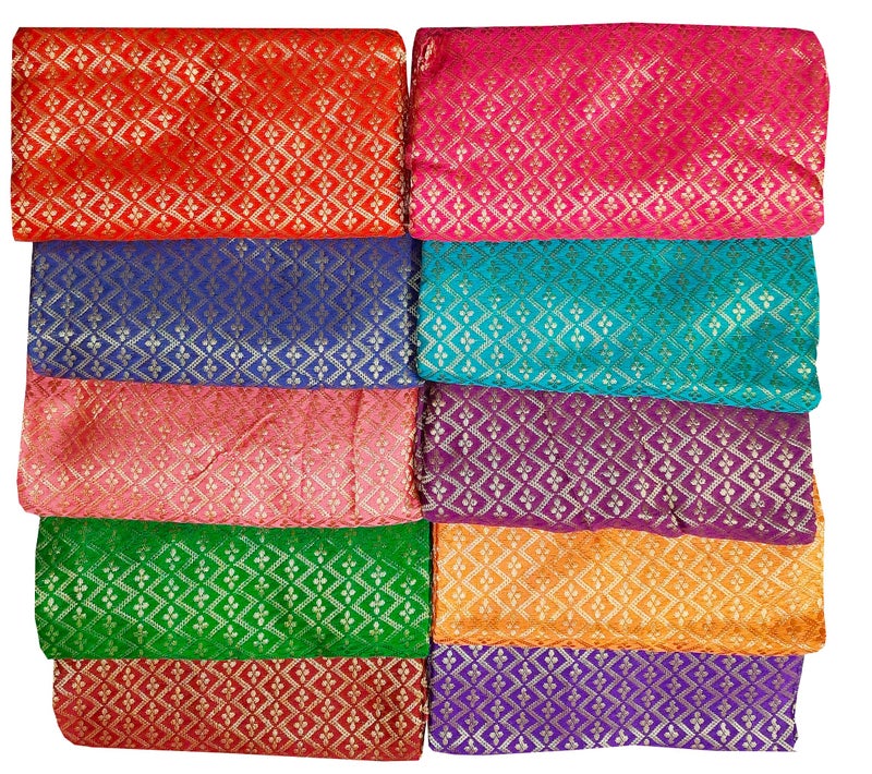 Zuvim Zalaak Blouse Piece Material Barcode Unstitched Material Blouse Piece 1 Meter (110x80 cms.) for Women, Combo of 10 Navratri Special, Durga Puja Special, Oti Bharan, Ugadi Special (Multicolor) - Image 4