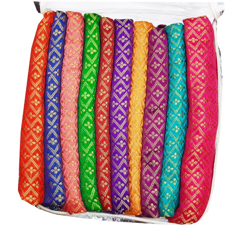 Zuvim Zalaak Blouse Piece Material Barcode Unstitched Material Blouse Piece 1 Meter (110x80 cms.) for Women, Combo of 10 Navratri Special, Durga Puja Special, Oti Bharan, Ugadi Special (Multicolor) - Image 3