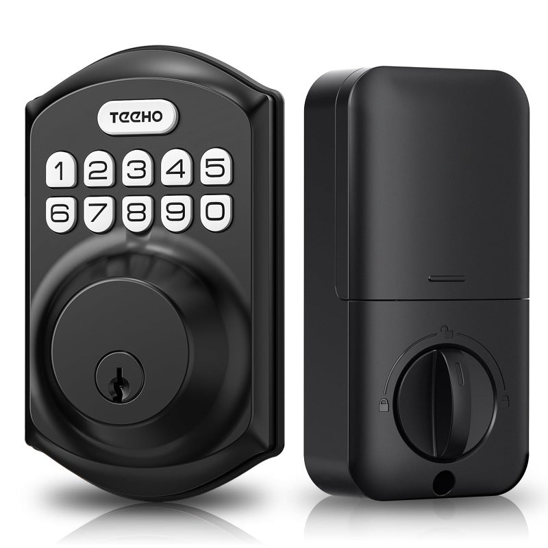 TEEHO TE001 Keyless Entry Door Lock with Keypad Smart Deadbolt Lock for Front Door with 2 Keys Auto Lock Easy Installation Matte Black