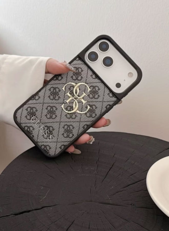 GUESS iPhone 17 Pro Max cover, with a logo and a leather design approved by the global brand Guess. - Dark gray - Image 2