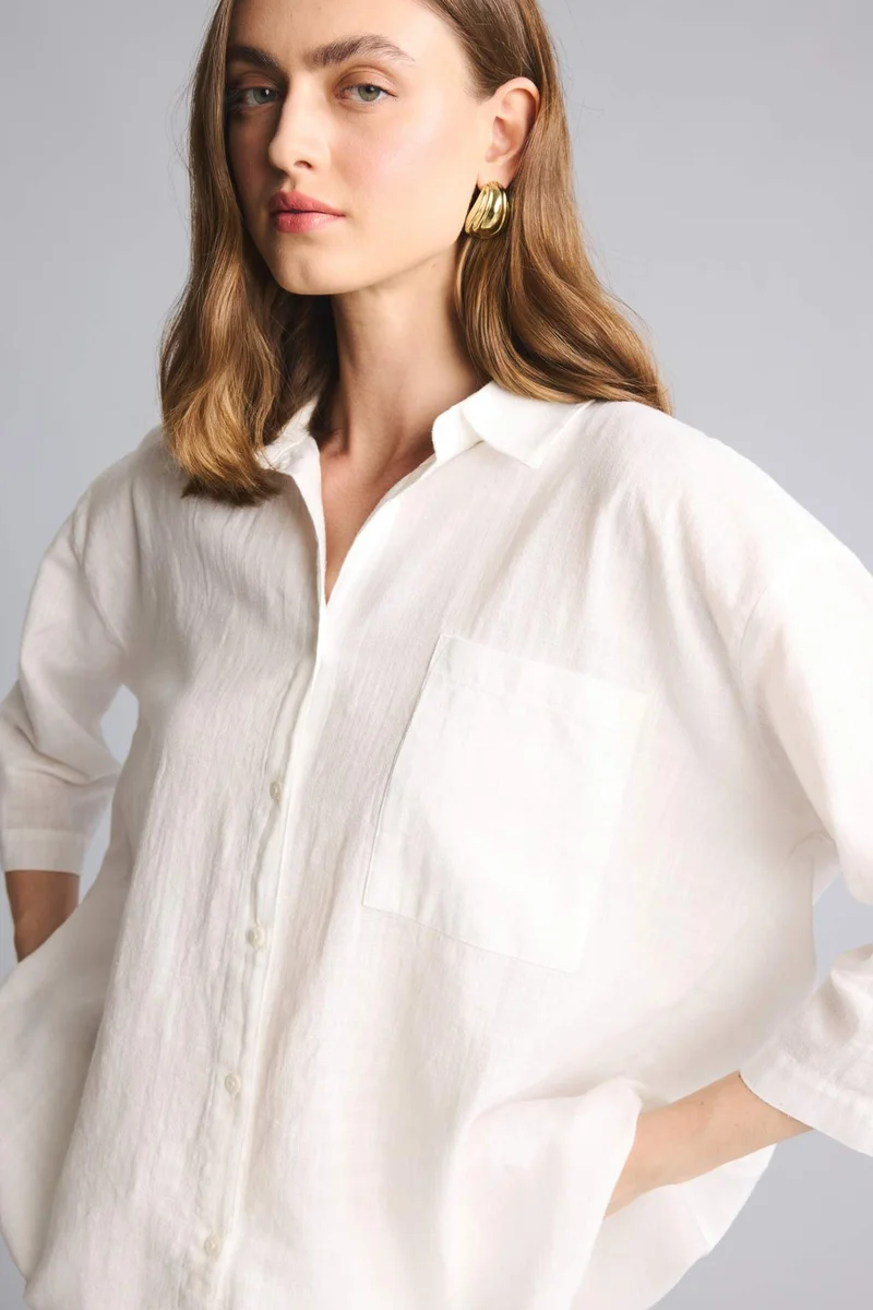 ديفاكتو Oversize Shirt Collar Cotton Short Sleeve Shirt