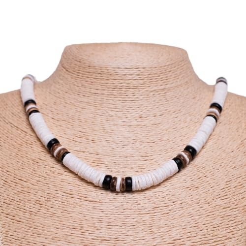 BlueRica Puka & Tiger Brown Coconut Shell Beads Necklace (20") - Image 5