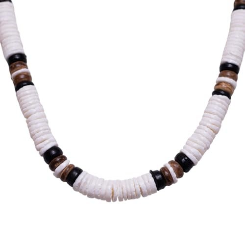 BlueRica Puka & Tiger Brown Coconut Shell Beads Necklace (20") - Image 4