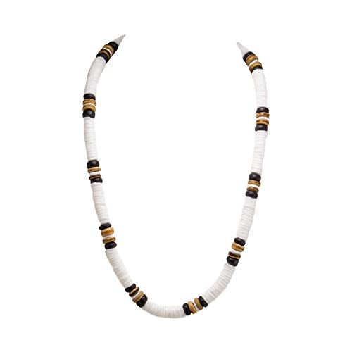 BlueRica Puka & Tiger Brown Coconut Shell Beads Necklace (20") - Image 1
