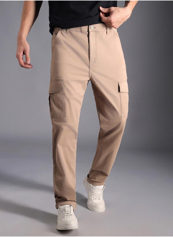 Men's Taupe Trousers - Straight Fit Cargo Style - pzsku/ZD6E80B960D89E09FD02BZ/45/_/1729627609/d743bf08-d7fc-4916-8e9c-05643e6dcdca