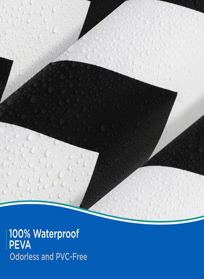 Kenney KN61284 Medium Weight 5 Gauge Decorative Printed Waterproof PEVA Shower Curtain Liner with Durable Eyelet Hang Holes for Bathroom, 70" W x 72" H, Step Up Black and White Chevron Pattern - Image 4