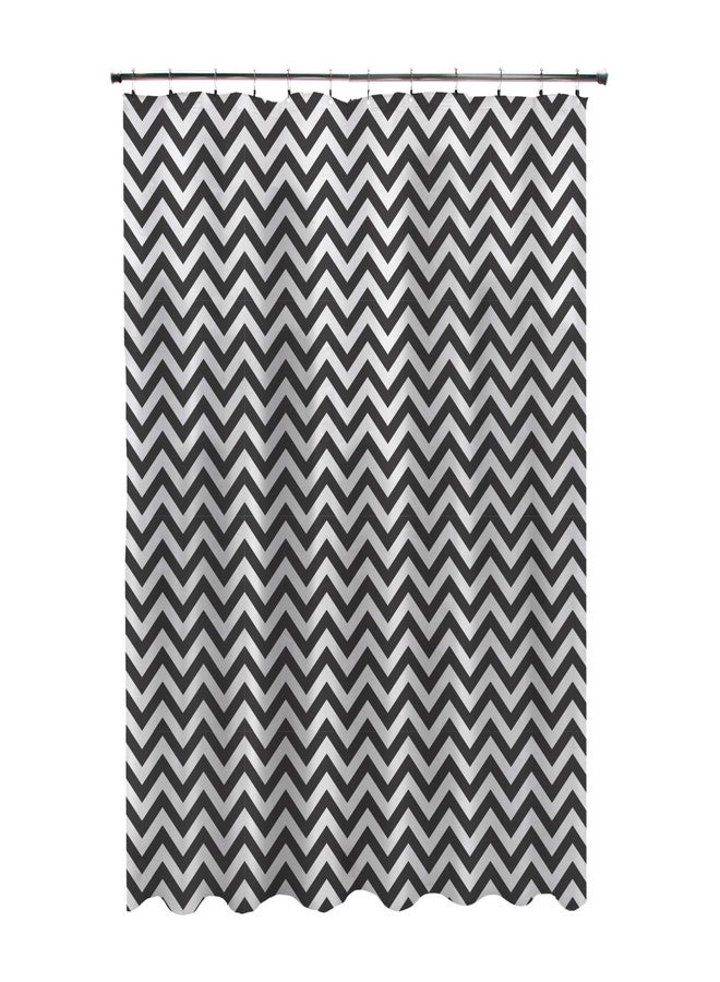 Kenney KN61284 Medium Weight 5 Gauge Decorative Printed Waterproof PEVA Shower Curtain Liner with Durable Eyelet Hang Holes for Bathroom, 70" W x 72" H, Step Up Black and White Chevron Pattern - Image 1