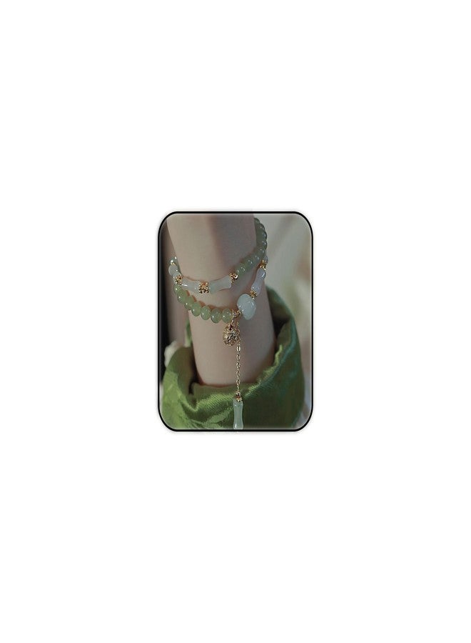 ZMANYIJEW Jade Bamboo Beaded Bracelet for Women New Chinese Style Jade Bracelet Exquisite Lucky Hotan Jade Bracelet Jewelry for Women (Green C) - Image 1