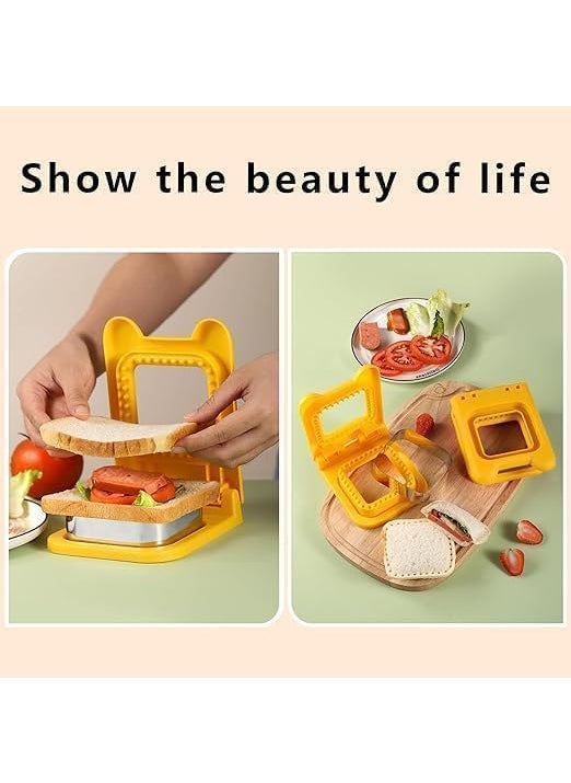 ULTRINA ULTRINA Stainless Steel Sandwich Cutter and Sealer Uncrustables Maker Crustable Bread Cutters Sandwich Decruster for Kids Back to School Bento Box Accessories Multicolor  - Image 5