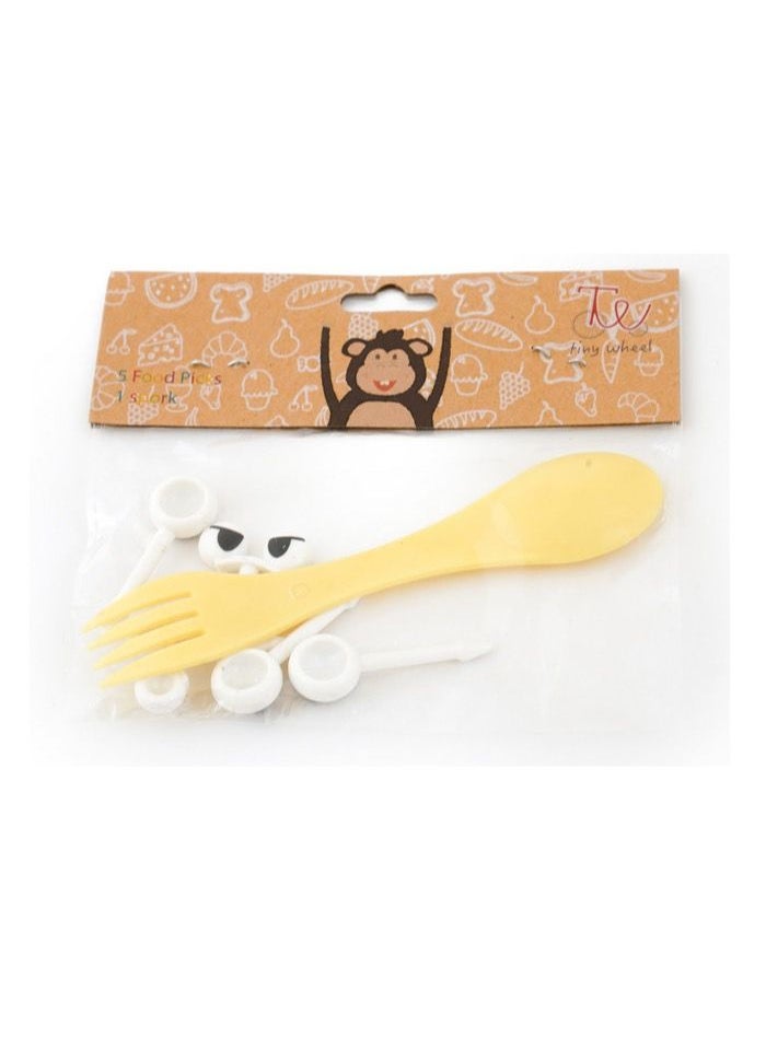 TINY WHEEL Tiny Wheel Sporks With 5 Picks - Yellow  - Image 2