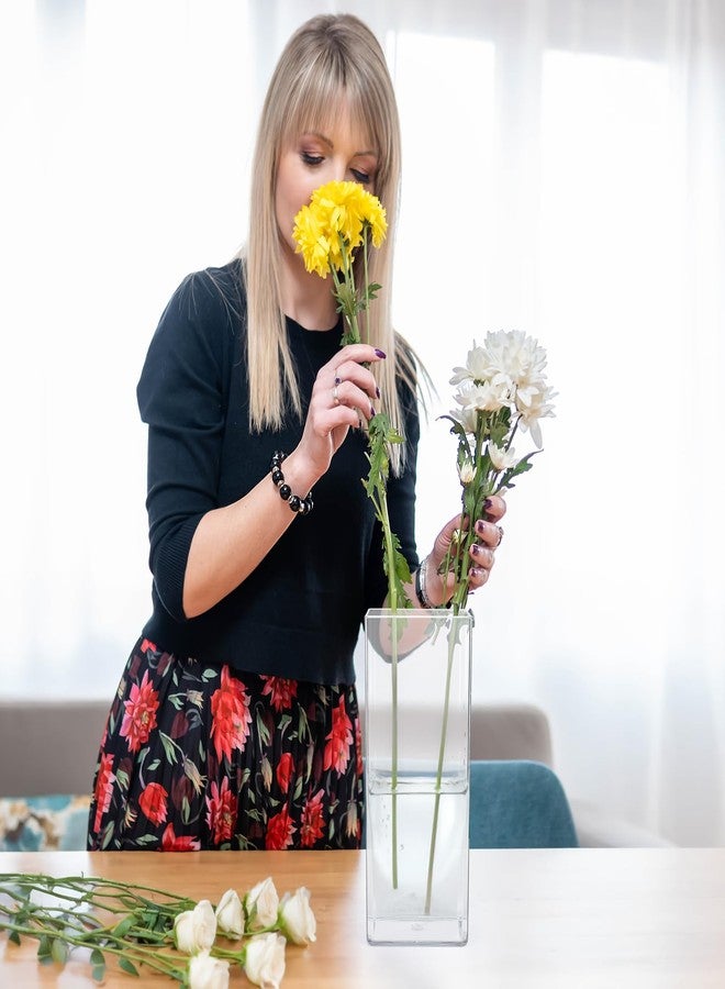 Suream Square Clear Vase, 5" W x 12" H Tall Plastic Vase for Wedding Centerpieces, Home Decorations, Office Ornaments, Shatter-Proof - Image 5