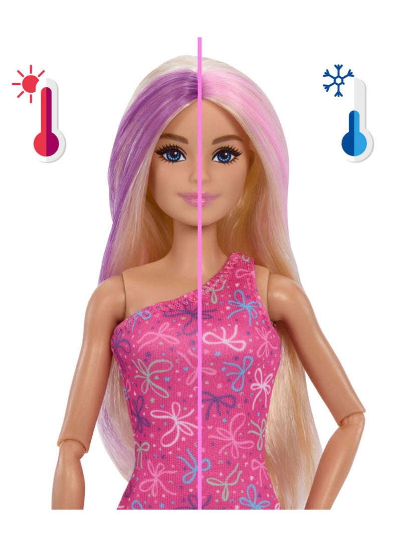 Barbie دمية الارتفاع والمفاجأة وإكسسواراتها، سلسلة عيد ميلاد الحيوانات الأليفة مع 12 مفاجأة بما في ذلك الزلاجة ونشاط تغيير اللون (قد تختلف الأنماط) - Image 3