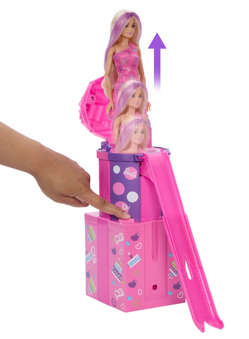 Barbie دمية الارتفاع والمفاجأة وإكسسواراتها، سلسلة عيد ميلاد الحيوانات الأليفة مع 12 مفاجأة بما في ذلك الزلاجة ونشاط تغيير اللون (قد تختلف الأنماط) - Image 4