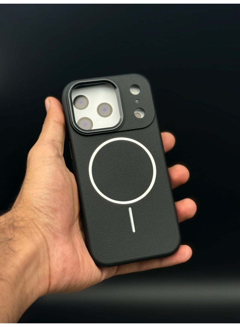 general Premium MagSafe Leather Texture Case for iPhone 17 Pro – Shockproof, Slim & Magnetic Wireless Charging Compatible (Black) - Image 4