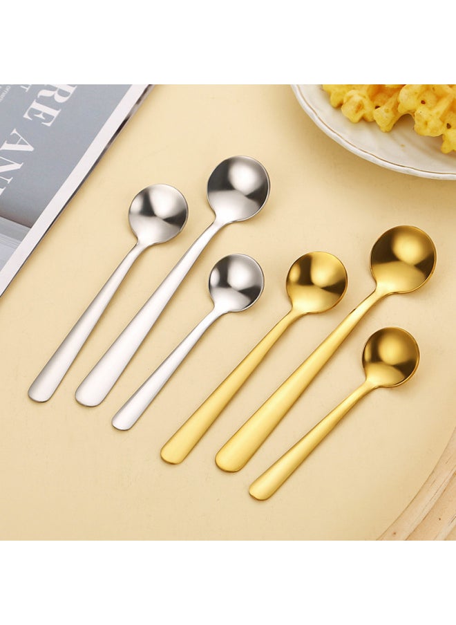 Generic - Stainless Steel Mini Small Spoon 304 Special Small Small Short Handle Small Gold Spoon Salt Spoon Medicinal Powder Spoon Seasoning Spoon Coffee Spoon-Specifications:Golden Mini Spoon 12.6 - Image 1