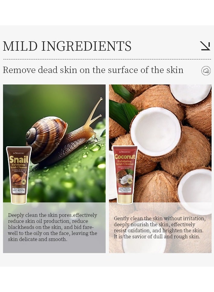 Kormesic 2pcs Coconut Scrub Cleanser 100g - Nourishing & Exfoliating - Image 2