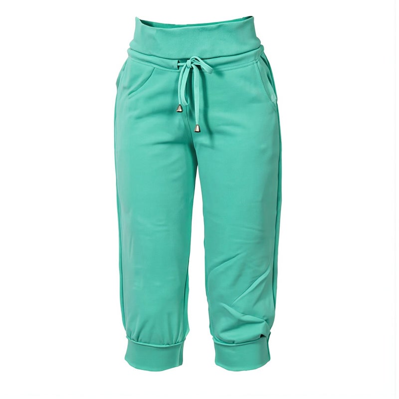 Womens Knit Capri Pants Soft Cotton Blend Drawstring Waist Pockets Athletic Lounge M Gray - Image 1