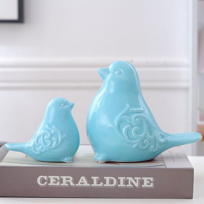 Lovely Chubby Bird Figure Desktop Adornment Home Decor (Sky- ) - Image 3