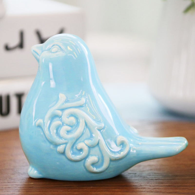Lovely Chubby Bird Figure Desktop Adornment Home Decor (Sky- ) - Image 1