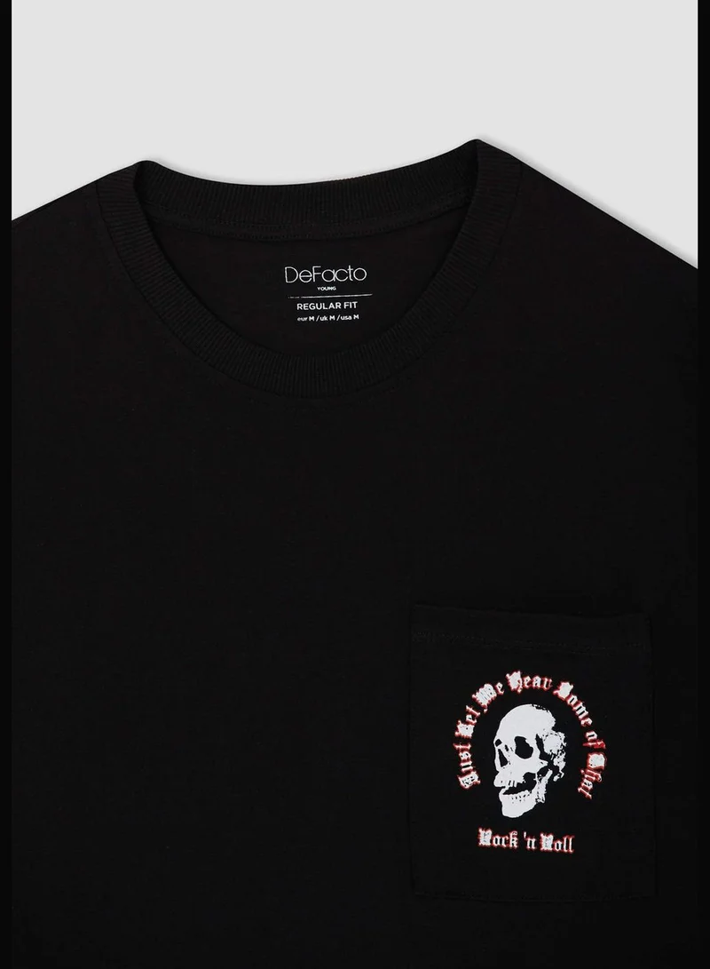 DeFacto Regular Fit Short Sleeve Minimal Logo Print T-Shirt
