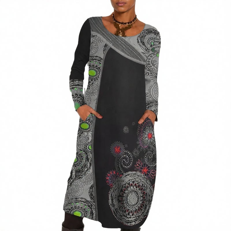 Ethnic Print Pullover Dress Long Maxi Dress - Image 2