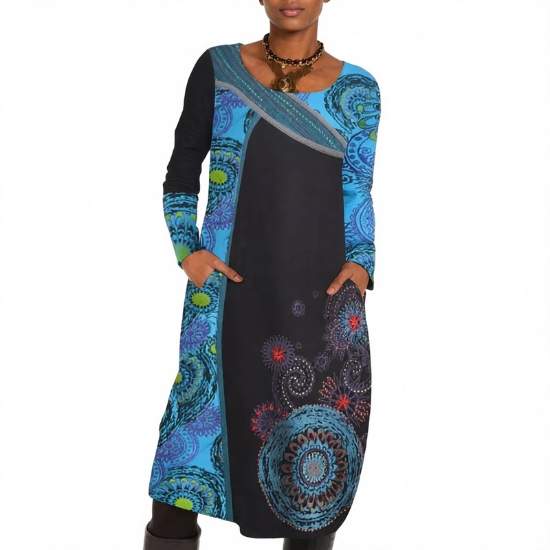 Ethnic Print Pullover Dress Long Maxi Dress - Image 1