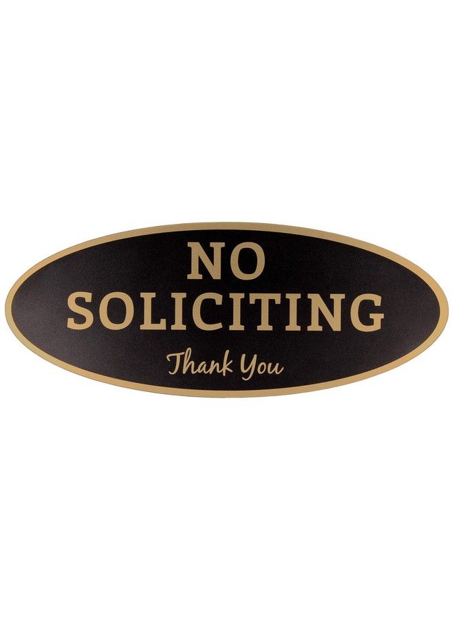 ExcelMark No Soliciting Sign Digitally Printed Indoor Outdoor Sign Durable Uv And Weather Resistant (Small 2" X 5" Black With Gold Letters) - Image 1