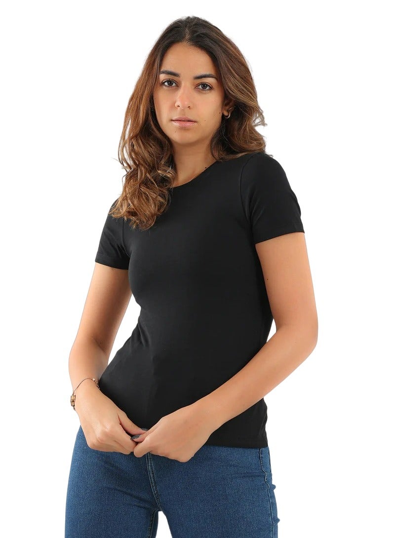 Karma Women Half Sleeves Top Black  - Image 1