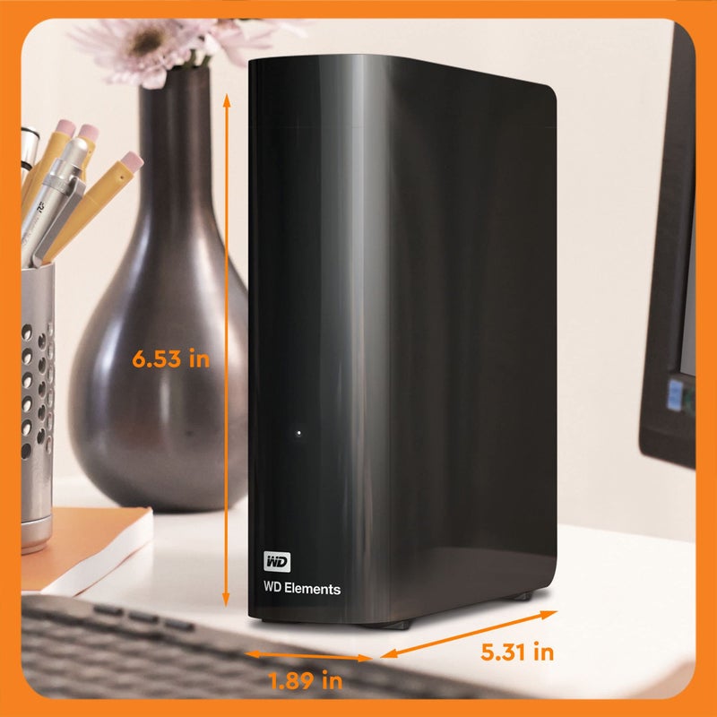 Western Digital WD 8TB Elements Desktop External Hard Drive - USB 3.0, Black - Image 2