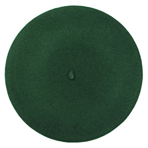 ICSTH French Beret - Wool Solid Color Womens Beanie Cap Hat (One Size, Green) - Image 3