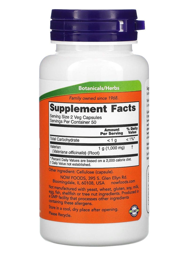 now Valerian Root, 500mg, 100 Capsules 50 Servings - Image 2