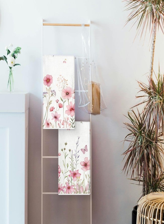 TAJWE Spring Kitchen Towels 18x26 Inch Set of 2 Pink Floral Flowers Dish Towels Farmhouse Summer Holiday Hand Cloths for Home Decoration - Image 4