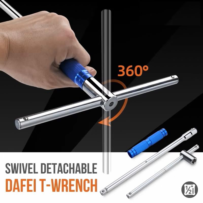Inditrust مفتاح ربط نوع T بزاوية 360° 1/2 (12.5 مم) مزود بعصا T قابلة للفصل لأدوات غلاف المقبس سداسي/اثني عشر زاوية - Image 3