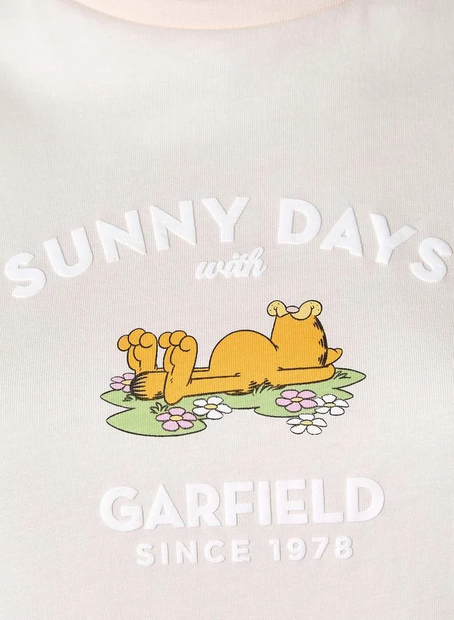 اس بي كاركترز Cotton T shirt with Garfield Print
