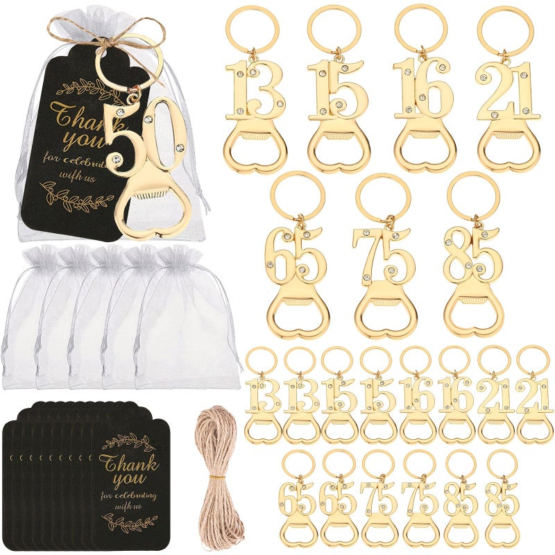 30 Pcs Birthday Bottle Openers Assorted Ages 15 16 18 21 30 40 50 60 65 70 75 80 85 90 - Image 2