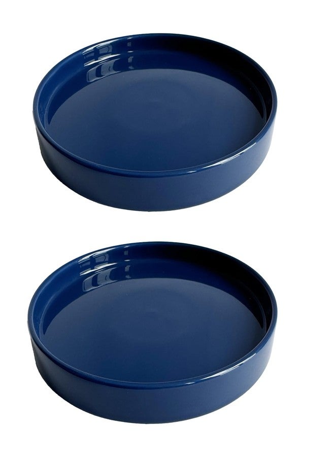 Yukfona 2 Pack Ceramic Plant Saucer Pot Tray 7 Inch, Planter Saucers 4 5 6 7 8 9 10 11 12 13 Inch for Indoors Outdoor, Durable Sturdy Flower Drainage drip Water Tray for Glazed Pots Base (7 Inch-Blue) - Image 1