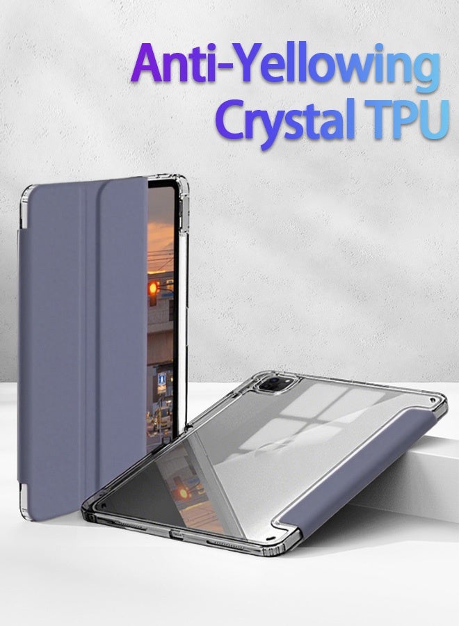 iPad Air 11 Inch (M2) Case & iPad Pro 11 Inch Cover (1st/2nd/3rd/4th Generation), iPad Case Transparent Back With Pen Slot Shockproof Tri-Fold Stand Smart Wake-Up/Free Aed 23 Anti-Glare Protective Film Compatible With 10.9” iPad Air 4th/5th Gen- Purple - Image 4