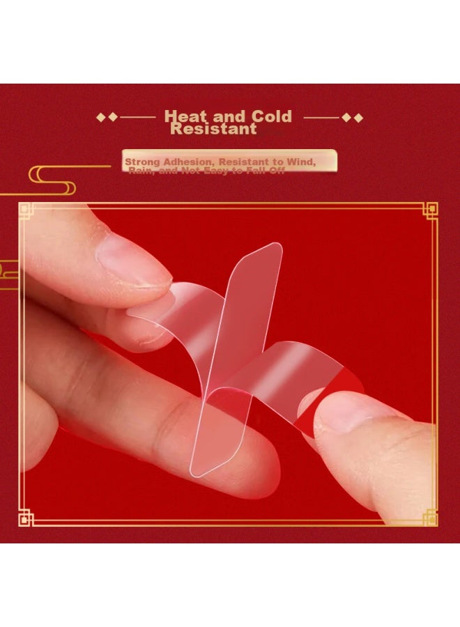 Befon Deyin Spring Festival Couplets Special Adhesive 1953, Couplets Adhesive, Traceless Double-sided Tape, Fu Character Stickers, Easy-to Stickers, Couplets Stickers, Nano Traceless Double-sided Tape Stickers, 72 Pieces/set - Image 3