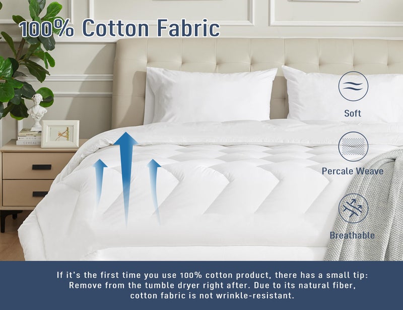 HOMTEC Pillow Cases, Standard Queen Size Cotton Percale Weave Pillowcases, Pre-Shrunk Breathable and Hypoallergenic Pillowcases, Set of 2 (2 Piece Standard/Queen 20 Inch x 30 Inch, White) - Image 3