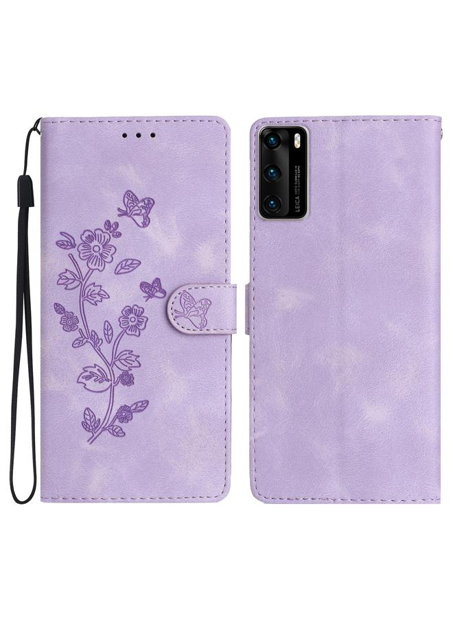 S-TOP Case For Huawei P40 Flower Butterfly Embossing Pattern Leather Phone Case - Image 1
