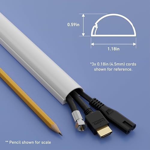 D-Line 157in Cord Cover Kit, Self-Adhesive Wire Hiders, Paintable Cable Raceway to Hide Wires on Wall, Electrical Cable Management - 10x 15.7 Lengths & 19 Accessories - 1.18" (W) x 0.59" (H) - White - Image 4
